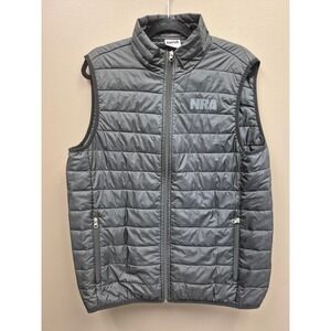 NRA Mens Large Quilted Puffer Vest Full Zip Mock Neck Sleeveless Jacket Light